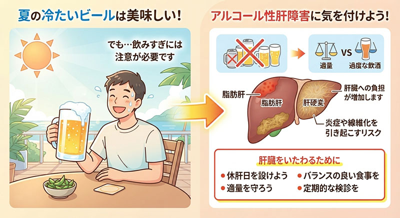 夏に要注意！アルコール性肝障害をご存じですか？